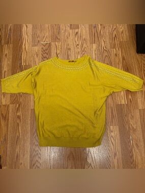 Belldini Mustard Knit Top with Stud Embellishments